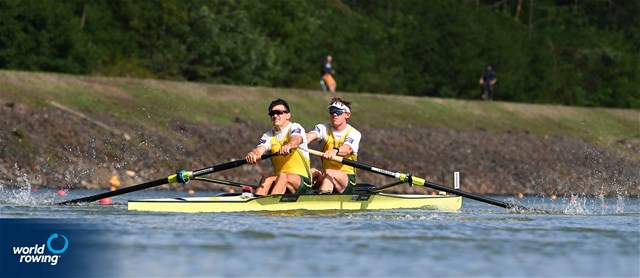 Harley Moore (b), Alexander Hill (s), Men's Pair, Australia, 2022 World Rowing Championships, Racice, Czech Republic / Detlev Seyb/MyRowingPhoto.com