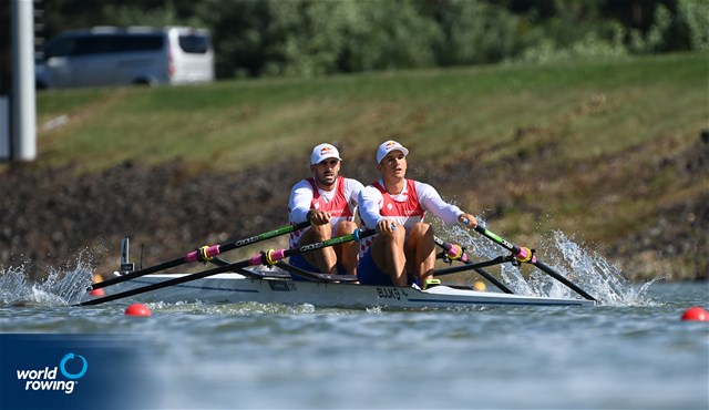 Martin Sinkovic (b), Valent Sinkovic (s), Men's Double Sculls, Croatia, 2022 World Rowing Championships, Racice, Czech Republic / Detlev Seyb/MyRowingPhoto.com