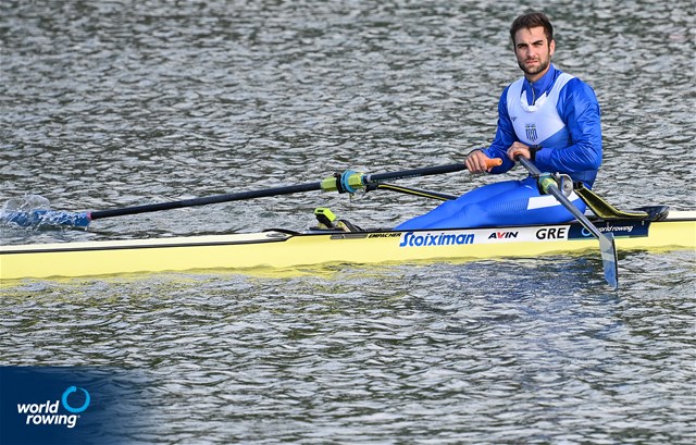 Stefanos Ntouskos, Men's Single Sculls, Greece, 2022 World Rowing Championships, Racice, Czech Republic / Detlev Seyb/MyRowingPhoto.com