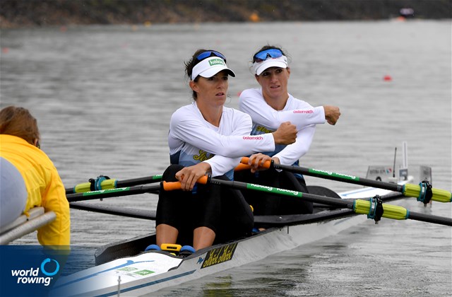 Katharina Lobnig (b), Magdalena Lobnig (s), Women's Double Sculls, Austria, 2022 World Rowing Championships, Racice, Czech Republic / Detlev Seyb/MyRowingPhoto.com