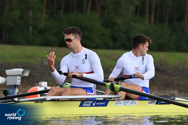 Oliver Stanhope (b), Edward Fuller (s), PR3 Men's Pair, Great Britain, 2022 World Rowing Championships, Racice, Czech Republic / Detlev Seyb/MyRowingPhoto.com
