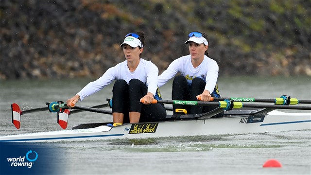 Katharina Lobnig (b), Magdalena Lobnig (s), Women's Double Sculls, Austria, 2022 World Rowing Championships, Racice, Czech Republic / Detlev Seyb/MyRowingPhoto.com