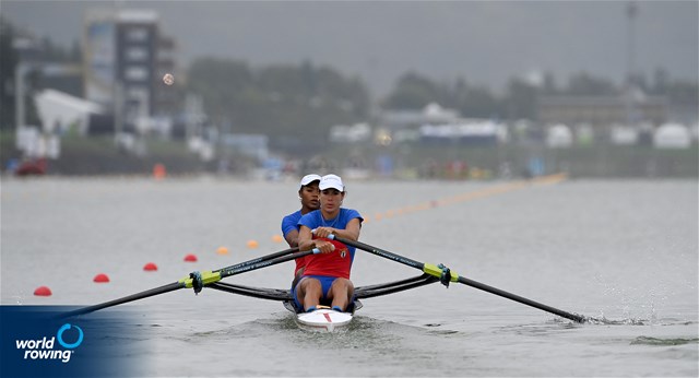 Yariulvis Cobas Garcia (b), Milena Venega Cancio (s), Women's Double Sculls, Cuba, 2022 World Rowing Championships, Racice, Czech Republic / Detlev Seyb/MyRowingPhoto.com