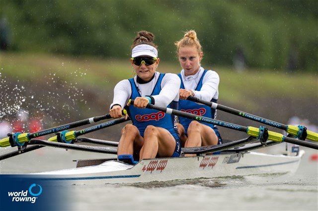 Valentina Rodini (b), Federica Cesarini (s), Lightweight Women's Double Sculls, Italy, 2022 World Rowing Championships, Racice, Czech Republic / World Rowing/Benedict Tufnell