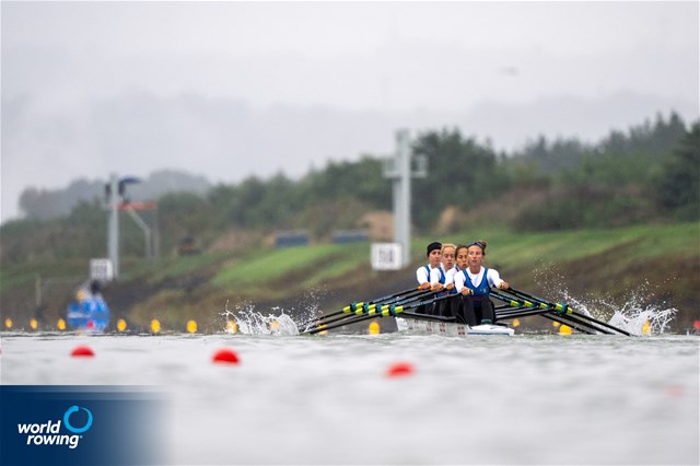 Giulia Mignemi (b), Ilaria Corazza, Silvia Crosio, Arianna Noseda (s), Lightweight Women's Quadruple Sculls, Italy, 2022 World Rowing Championships, Racice, Czech Republic / World Rowing/Benedict Tufnell