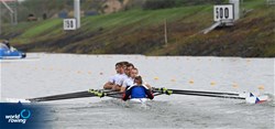 Matous Docekal (b), Adam Snajdr, Jan Cizek, Jan Chlebovsky, Stepan Keller, Marek Diblik, Vaclav Baldrian, Daniel Nosek (s), Barbora Zelenkova (c), Men's Eight, Czech Republic, 2022 World Rowing Championships, Racice, Czech Republic / Detlev Seyb/MyRowingPhoto.com
