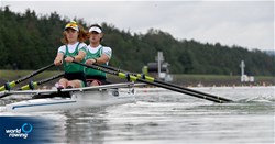Katie O'Brien (b), Steven Mcgowan (s), PR2 Mixed double sculls, Ireland, 2022 World Rowing Championships, Racice, Czech Republic / Detlev Seyb/MyRowingPhoto.com