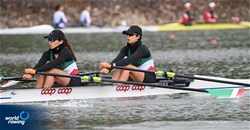 Samantha Del Rosario Ojeda Nunez (b), Melissa Marquez  (s), Lightweight Women's Double Sculls, Mexico, 2022 World Rowing Championships, Racice, Czech Republic / Detlev Seyb/MyRowingPhoto.com