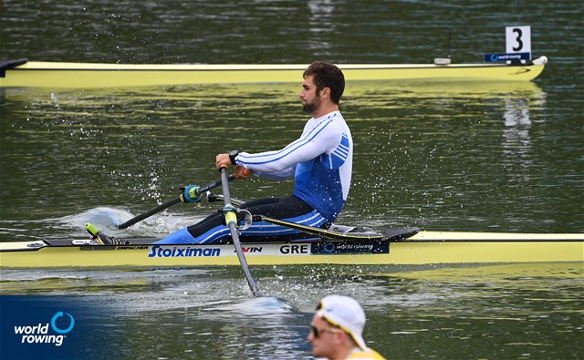 Stefanos Ntouskos, Men's Single Sculls, Greece, 2022 World Rowing Championships, Racice, Czech Republic / Detlev Seyb/MyRowingPhoto.com