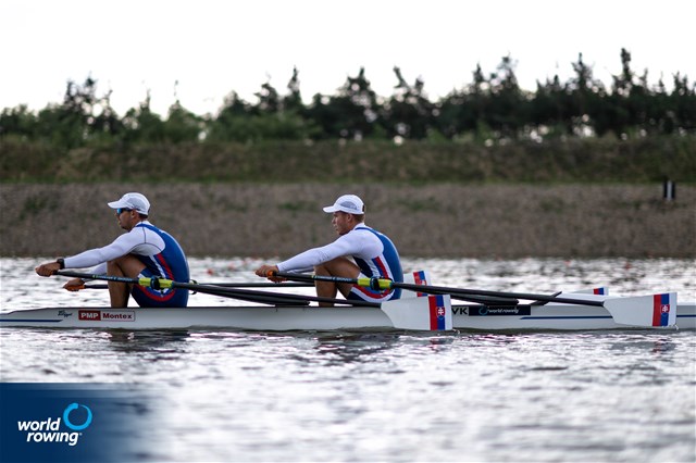 Ondrej Kovacovic (b), Jakub Herhonek (s), Men's Double Sculls, Slovakia, 2022 World Rowing Championships, Racice, Czech Republic / World Rowing/Benedict Tufnell