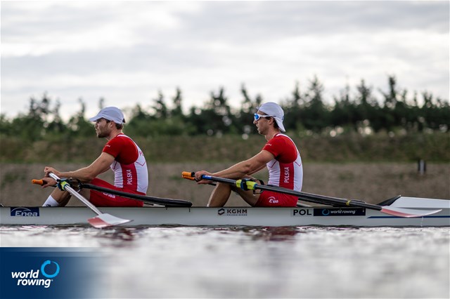 Szymon Posnik (b), Cezary Litka (s), Men's Double Sculls, Poland, 2022 World Rowing Championships, Racice, Czech Republic / World Rowing/Benedict Tufnell