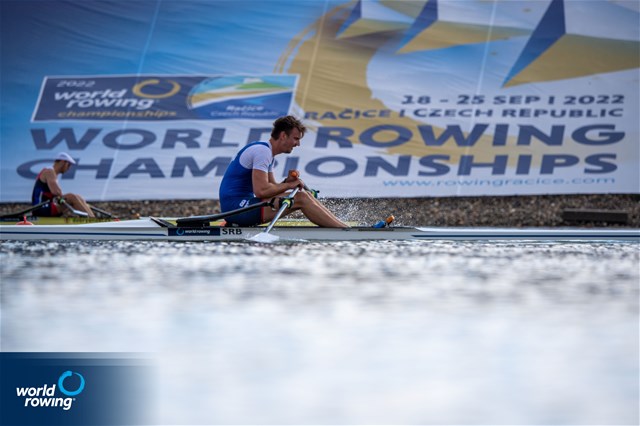 Viktor Pivac, Men's Single Sculls, Serbia, 2022 World Rowing Championships, Racice, Czech Republic / World Rowing/Benedict Tufnell