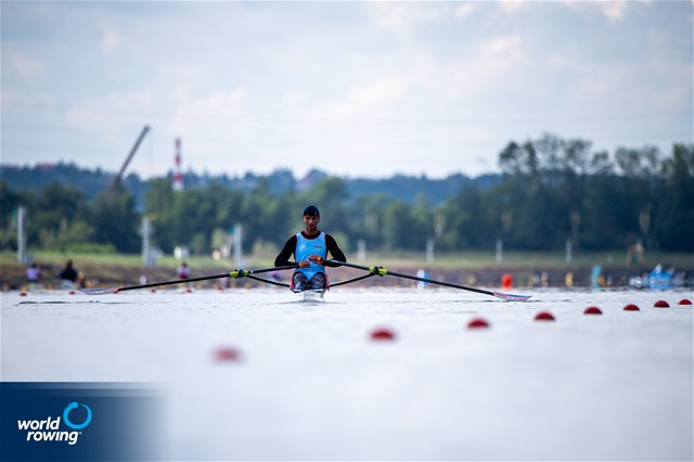 Bahman Nasiri, Men's Single Sculls, Azerbaijan, 2022 World Rowing Championships, Racice, Czech Republic / World Rowing/Benedict Tufnell