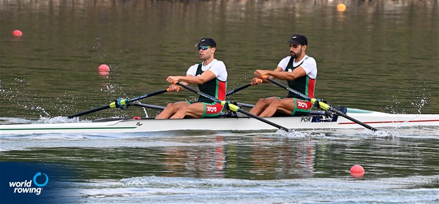 Afonso Duarte Costa (b), Dinis Duarte Costa (s), Lightweight Men's Double Sculls, Portugal, 2022 World Rowing Championships, Racice, Czech Republic / Detlev Seyb/MyRowingPhoto.com