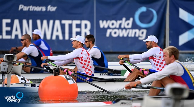 Martin Sinkovic (b), Valent Sinkovic (s), Men's Double Sculls, Croatia, 2022 World Rowing Championships, Racice, Czech Republic / Detlev Seyb/MyRowingPhoto.com