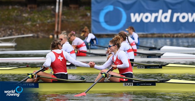 Nina Wettstein (b), Fabienne Schweizer (s), Women's Double Sculls, Switzerland, 2022 World Rowing Championships, Racice, Czech Republic / Detlev Seyb/MyRowingPhoto.com