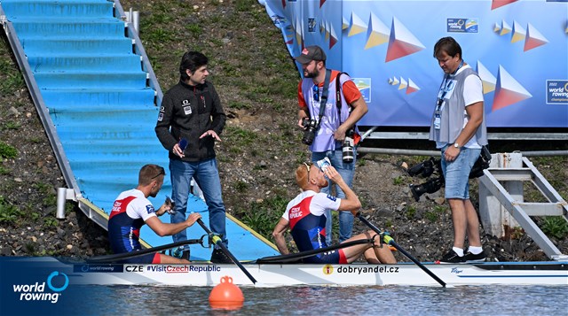 Jiri Simanek (b), Miroslav Vrastil (s), Lightweight Men's Double Sculls, Czech Republic, 2022 World Rowing Championships, Racice, Czech Republic / Detlev Seyb/MyRowingPhoto.com