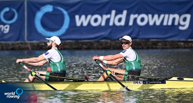 Fintan Mc Carthy (b), Paul O'Donovan (s), Lightweight Men's Double Sculls, Ireland, 2022 World Rowing Championships, Racice, Czech Republic / Detlev Seyb/MyRowingPhoto.com