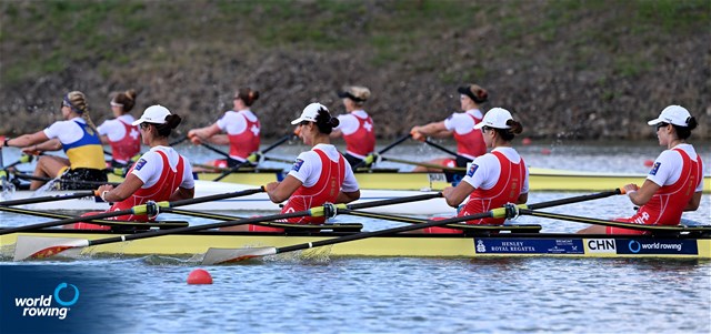 Yunxia Chen (b), Ling Zhang, Yang Lyu, Xiaotong Cui (s), Women's Quadruple Sculls, People's Republic of China, 2022 World Rowing Championships, Racice, Czech Republic / Detlev Seyb/MyRowingPhoto.com