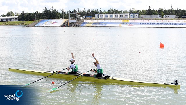 Fintan Mc Carthy (b), Paul O'Donovan (s), Lightweight Men's Double Sculls, Ireland, 2022 World Rowing Championships, Racice, Czech Republic / Maren Derlien/MyRowingPhoto.com