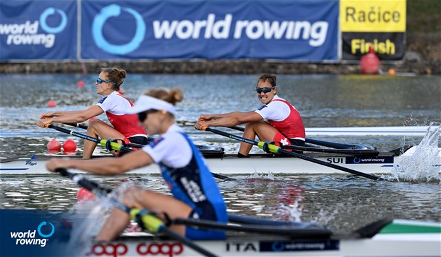 Patricia Merz (b), Frederique Rol (s), Lightweight Women's Double Sculls, Switzerland, 2022 World Rowing Championships, Racice, Czech Republic / Detlev Seyb/MyRowingPhoto.com