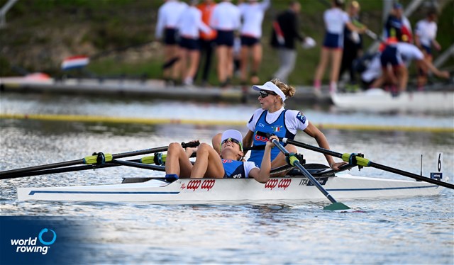 Valentina Rodini (b), Federica Cesarini (s), Lightweight Women's Double Sculls, Italy, 2022 World Rowing Championships, Racice, Czech Republic / Detlev Seyb/MyRowingPhoto.com