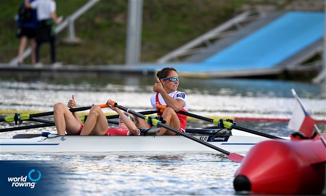 Patricia Merz (b), Frederique Rol (s), Lightweight Women's Double Sculls, Switzerland, 2022 World Rowing Championships, Racice, Czech Republic / Detlev Seyb/MyRowingPhoto.com