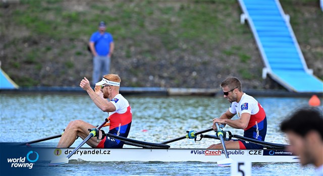 Jiri Simanek (b), Miroslav Vrastil (s), Lightweight Men's Double Sculls, Czech Republic, 2022 World Rowing Championships, Racice, Czech Republic / Detlev Seyb/MyRowingPhoto.com