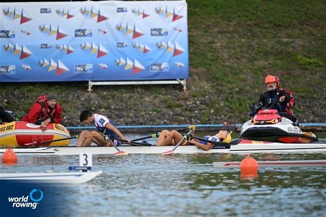 Caetano Horta Pombo (b), Manel Balastegui (s), Lightweight Men's Double Sculls, Spain, 2022 World Rowing Championships, Racice, Czech Republic / Detlev Seyb/MyRowingPhoto.com
