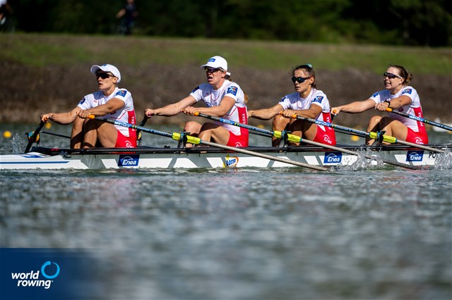 Joanna Dittmann (b), Katarzyna Boruch, Marta Wieliczko, Katarzyna Zillmann (s), Women's Quadruple Sculls, Poland, 2022 World Rowing Championships, Racice, Czech Republic / World Rowing/Benedict Tufnell