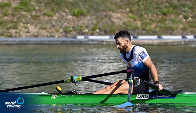 Bruno Cetraro Berriolo, Lightweight Men's Single Sculls, Uruguay, 2022 World Rowing Championships, Racice, Czech Republic / Detlev Seyb/MyRowingPhoto.com