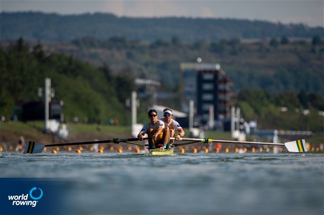 Harley Moore (b), Alexander Hill (s), Men's Pair, Australia, 2022 World Rowing Championships, Racice, Czech Republic / World Rowing/Benedict Tufnell