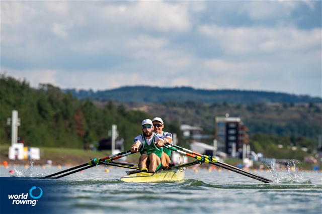 Fintan Mc Carthy (b), Paul O'Donovan (s), Lightweight Men's Double Sculls, Ireland, 2022 World Rowing Championships, Racice, Czech Republic / World Rowing/Benedict Tufnell