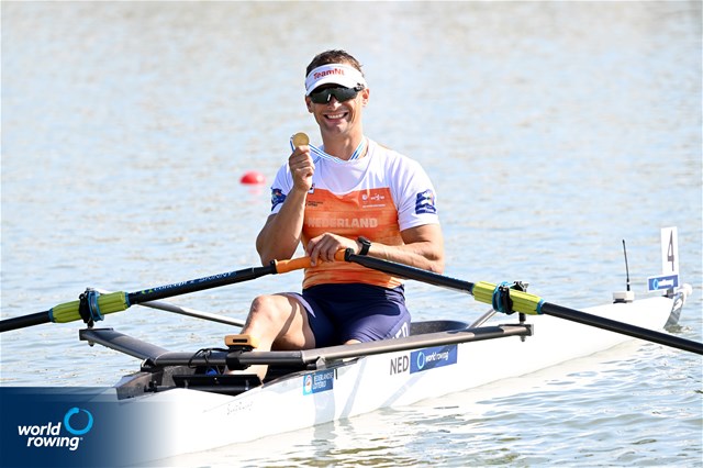 Cornelis De Koning, PR2 Men's Single Sculls, Netherlands, Gold, 2022 World Rowing Championships, Racice, Czech Republic / Detlev Seyb/MyRowingPhoto.com