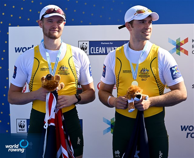 Nicholas Neales (b), Thomas Birtwhistle (s), PR3 Men's Pair, Australia, Silver, 2022 World Rowing Championships, Racice, Czech Republic / Detlev Seyb/MyRowingPhoto.com