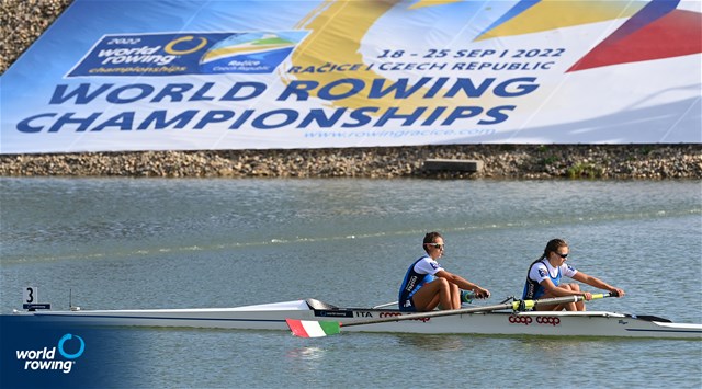 Maria Zerboni (b), Samantha Premerl (s), Lightweight Women's Pair, Italy, 2022 World Rowing Championships, Racice, Czech Republic / Detlev Seyb/MyRowingPhoto.com