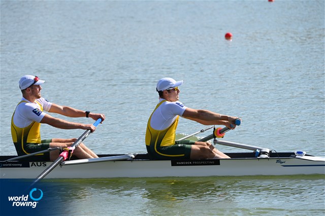 Nicholas Neales (b), Thomas Birtwhistle (s), PR3 Men's Pair, Australia, 2022 World Rowing Championships, Racice, Czech Republic / Detlev Seyb/MyRowingPhoto.com