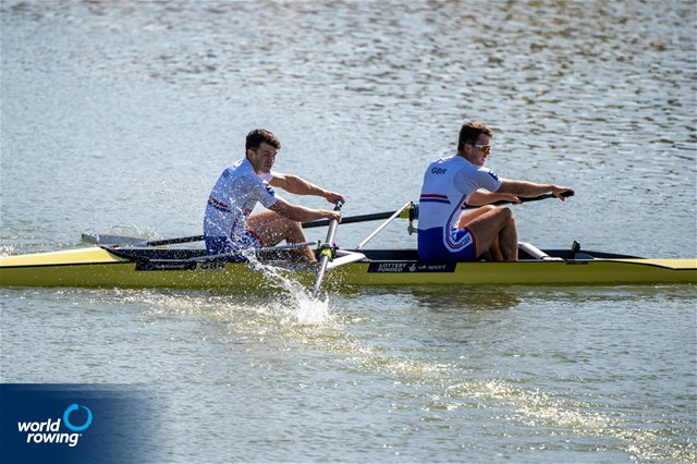 Oliver Stanhope (b), Edward Fuller (s), PR3 Men's Pair, Great Britain, 2022 World Rowing Championships, Racice, Czech Republic / World Rowing/Benedict Tufnell