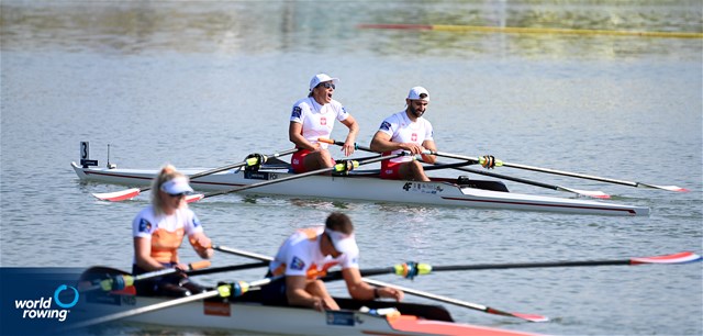 Jolanta Majka (b), Michal Gadowski (s), PR2 Mixed double sculls, Poland, 2022 World Rowing Championships, Racice, Czech Republic / Detlev Seyb/MyRowingPhoto.com