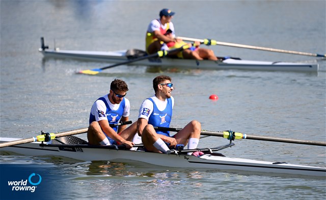 Martin Mackovic (b), Milos Vasic (s), Men's Pair, Serbia, 2022 World Rowing Championships, Racice, Czech Republic / Detlev Seyb/MyRowingPhoto.com