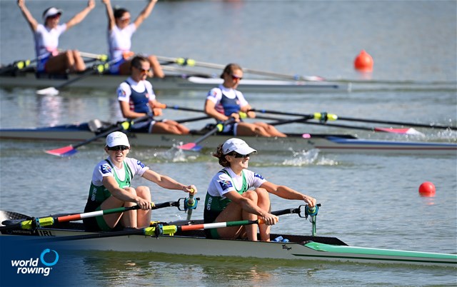 Aoife Casey (b), Margaret Cremen (s), Lightweight Women's Double Sculls, Ireland, 2022 World Rowing Championships, Racice, Czech Republic / Detlev Seyb/MyRowingPhoto.com