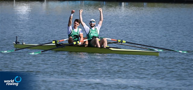 Fintan Mc Carthy (b), Paul O'Donovan (s), Lightweight Men's Double Sculls, Ireland, 2022 World Rowing Championships, Racice, Czech Republic / Detlev Seyb/MyRowingPhoto.com