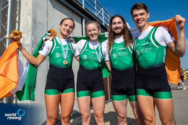 Aoife Casey (b), Margaret Cremen (s), Lightweight Women's Double Sculls, Ireland, Bronze, Fintan Mc Carthy (b), Paul O'Donovan (s), Lightweight Men's Double Sculls, Ireland, Gold, 2022 World Rowing Championships, Racice, Czech Republic / World Rowing/Benedict Tufnell