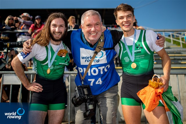 Fintan Mc Carthy (b), Paul O'Donovan (s), Lightweight Men's Double Sculls, Ireland, Gold, 2022 World Rowing Championships, Racice, Czech Republic / World Rowing/Benedict Tufnell