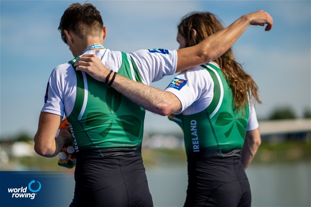 Fintan Mc Carthy (b), Paul O'Donovan (s), Lightweight Men's Double Sculls, Ireland, Gold, 2022 World Rowing Championships, Racice, Czech Republic / World Rowing/Benedict Tufnell