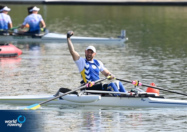 Roman Polianskyi, PR1 Mens Single Sculls, Ukraine, 2022 World Rowing Championships, Racice, Czech Republic / Detlev Seyb/MyRowingPhoto.com