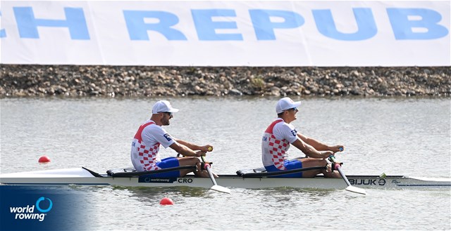Martin Sinkovic (b), Valent Sinkovic (s), Men's Double Sculls, Croatia, 2022 World Rowing Championships, Racice, Czech Republic / Detlev Seyb/MyRowingPhoto.com