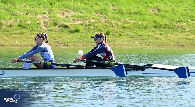Antonia Leonor Liewald Heise (b), Isidora Niemeyer (s), Lightweight Women's Double Sculls, Chile, 2023 World Rowing Cup I, Zagreb, Croatia © Detlev Seyb / MyRowingPhoto.com