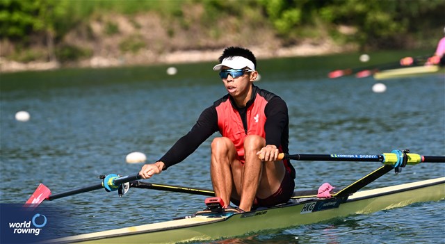 Hin Chun Chiu, Lightweight Men's Single Sculls, Hong Kong, China, 2023 World Rowing Cup I, Zagreb, Croatia © Detlev Seyb / MyRowingPhoto.com