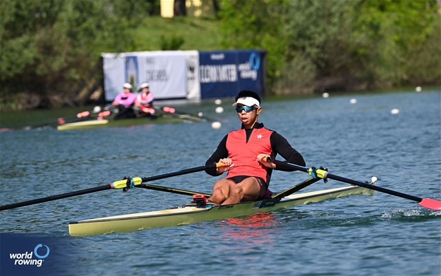 Hin Chun Chiu, Lightweight Men's Single Sculls, Hong Kong, China, 2023 World Rowing Cup I, Zagreb, Croatia © Detlev Seyb / MyRowingPhoto.com